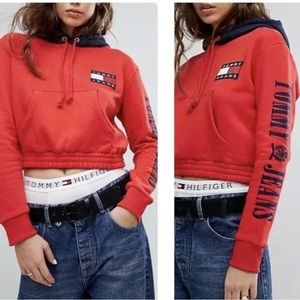 Tommy Hilfiger Cropped Hoodie.  Size S.  Bright Red